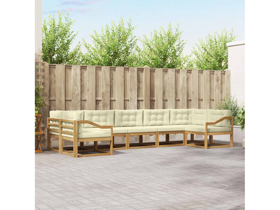 Vidaxl Conjunto De Sofás Para Exterior 7 Unid. Branco E Creme