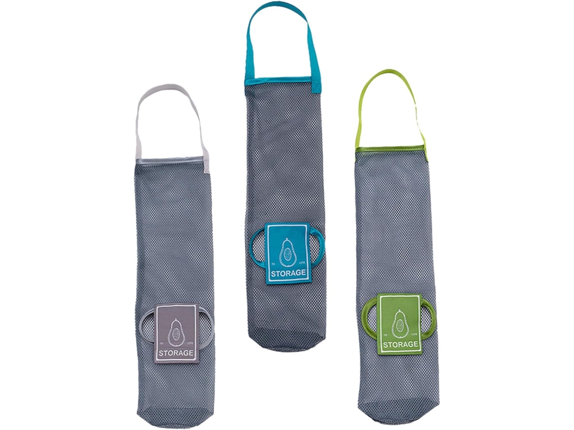 Conjunto de 3 Redes Respiráveis Poliéster para Frutas e Verduras. Sacolas Malha Reutilizáveis com CHABERLU