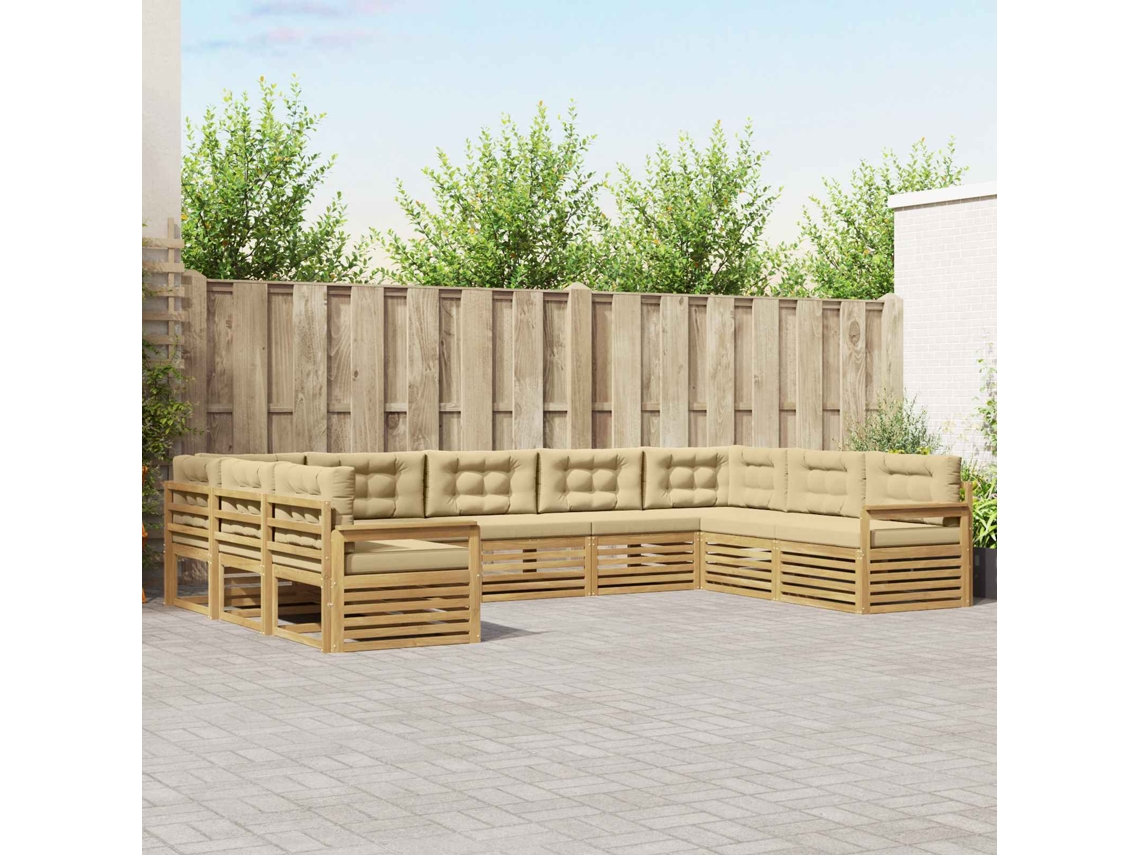 Vidaxl Conjunto De Sofás Para Exterior 9 Unid. Branco E Bege