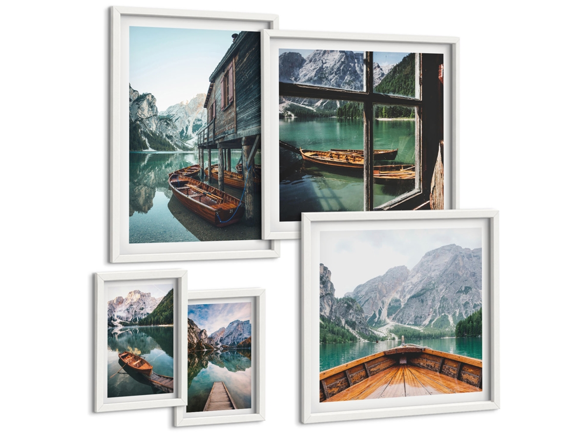 Conjunto De Pinturas Lagos Paisagem De Montanha Tranquilidade Espelharte (5 Peças)