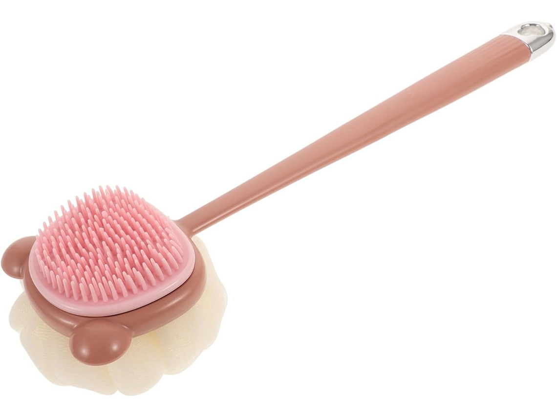 Escova Corporal De Silicone E Plástico Com Cabo Longo Dupla Face, Ferramenta Versátil Para Esfoliação Da Pele, Ideal