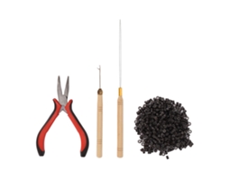 2026 kit Profesional de Herramientas para Extensões de Cabelo com 4 Peças e 500 Anéis de Silicone