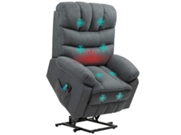 Sofá de Massagem Cs, Chaise Longue, Controle, Tecido Linho, Cinza