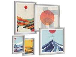 Conjunto De Pinturas Paisagens Abstratas De Montanha Espelharte (5 Peças)