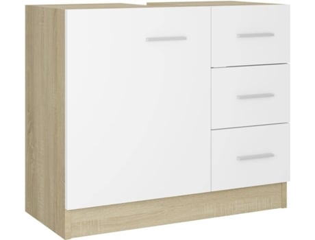 Armário lavatório 63x30x54 cm contrapl. branco/carvalho sonoma