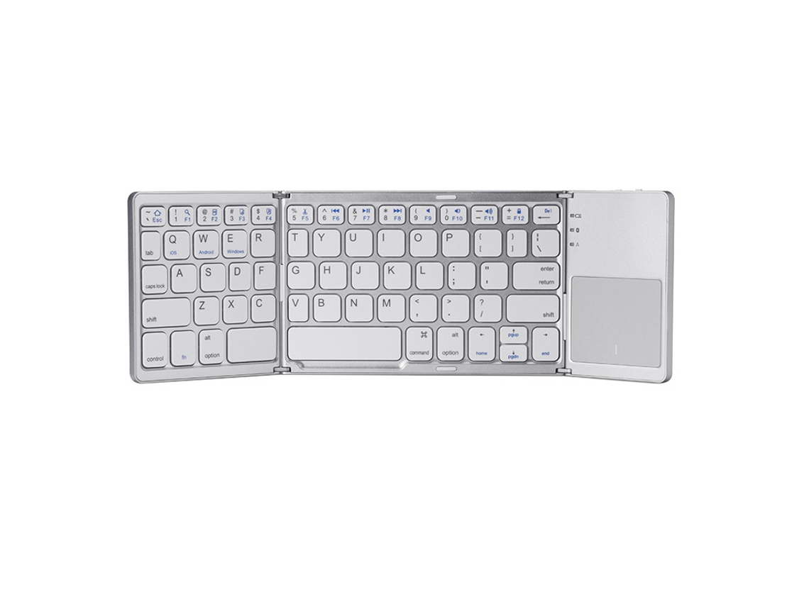 Teclado Eifson Bluetooth Dobrável Com Touchpad, Formato Triplo - Layout Em Inglês - Prata