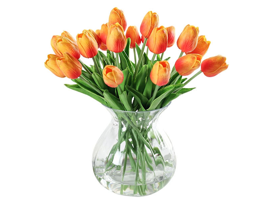 10 Tulipas Artificiais de Látex Pu Toque Realista, Arranjos Florais para Casa, Quarto, Brancas AQUAFORGE