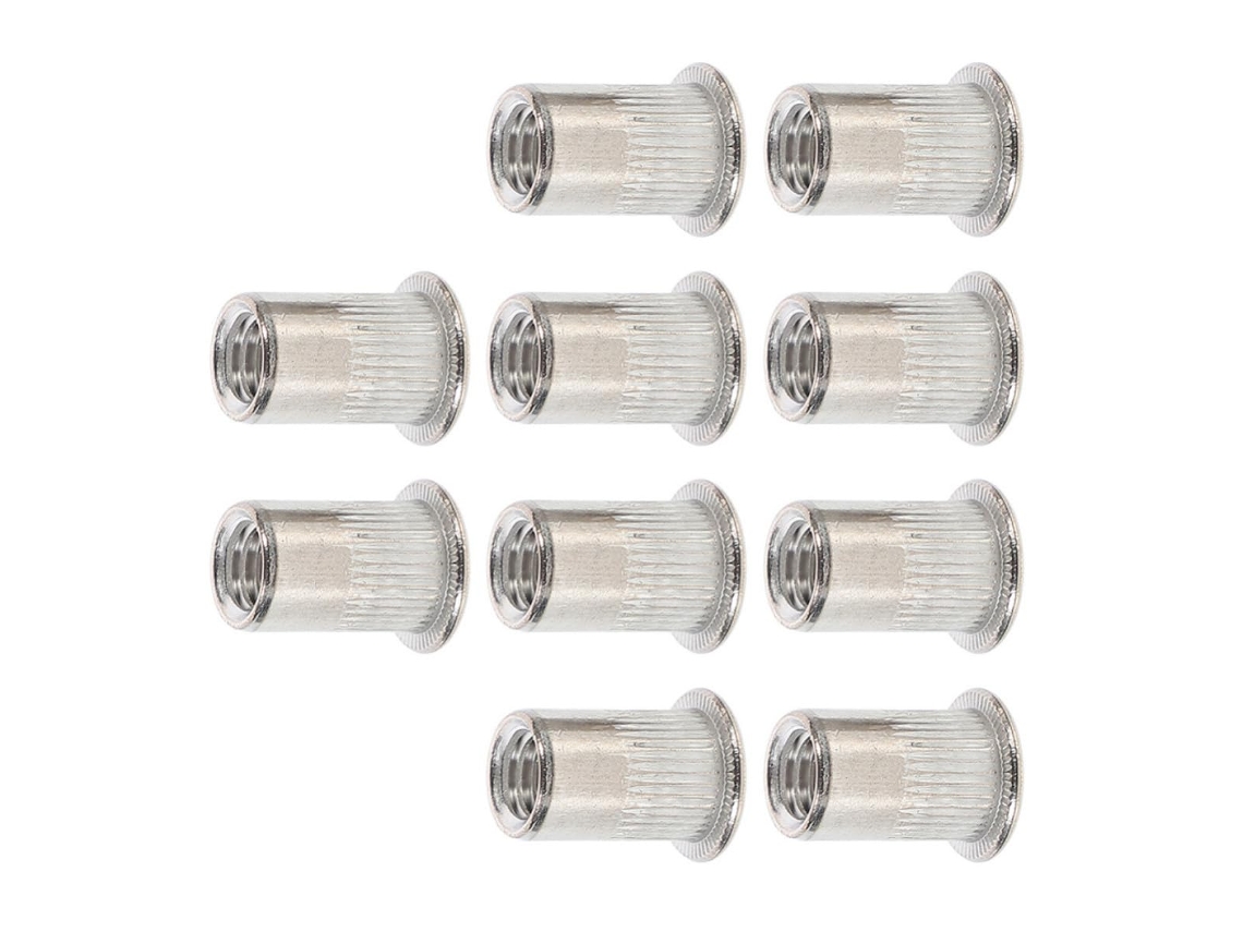 Conjunto De 10 Peças De Porcas De Rebite M6 Com Cabeça Plana Em Aço Inoxidável.