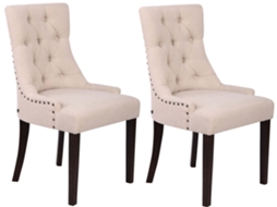 Conjunto de 2 Cadeiras de Jantar em Tecido Aberdeen Creme/Antigo CLP
