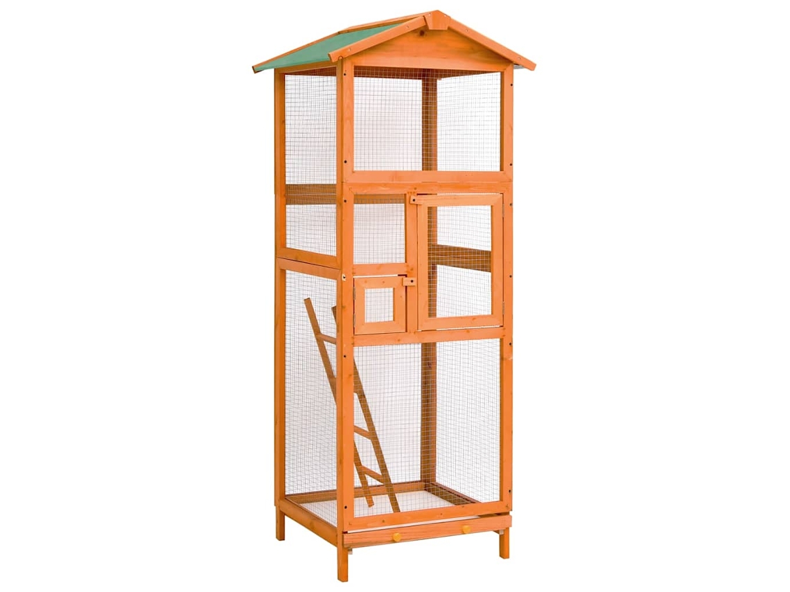 Vidaxl Gaiola Para Pássaros 68x62x166 Cm Madeira De Abeto Maciça