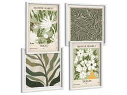 Galeria De Pinturas Murais Motivos De Plantas Rústicos E Boho Moldura Branca Imagens Para Um Quarto Infantil Espelharte (conjunto De 4 Imagens)