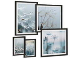 Galeria De Pinturas Murais Composições Abstratas Pictóricas Moldura Preta Quadros Para A Sala De Estar Espelharte (conjunto De 5 Imagens)