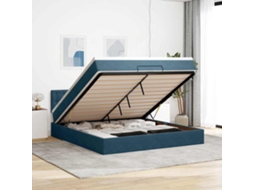 Vidaxl Estrutura De Cama Otomana Com Colchão 180x200 Cm Azul Escuro
