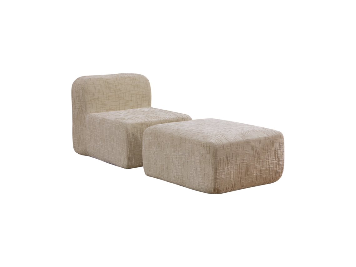 Sofá modular em chenille com espuma elástica 30D, antiderrapante e fácil de mover, perfeito para salas de estar - Bege claro