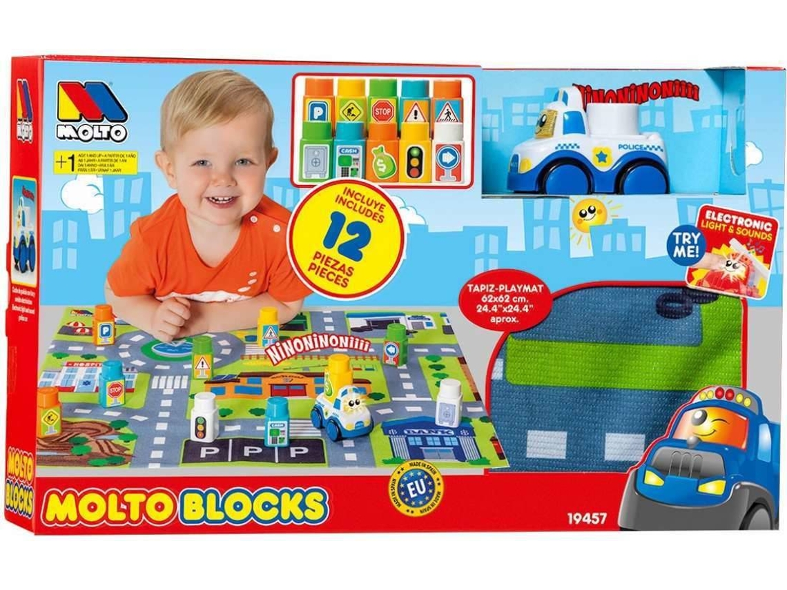Jogo Educativo MOLTO Set Tapete com Blocos 12 Peças (Idade Mínima: 1 Ano - 40,5 x 7,5 x 24,5 cm)