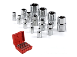 Conjunto de Sockets Torx Star 14 Peças Aço Cr v com Caixa 1/4 3/8 1/2