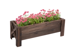 Horta Vertical Retangular De Madeira Com Pés Elevados, Para Flores E Cultivo, 100x36,5x36cm, Marrom