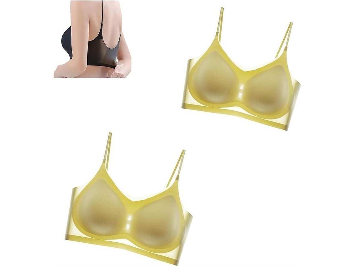 Sutiã de Tecido Seda de Gelo Ultra fino Confortável, Sem Fio e Versátil para Atividades Leves e Dia a Dia Amarelo