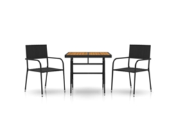 Maison Exclusive - 3 Pcs Conjunto De Jantar P/ Exterior Vime Pe Preto