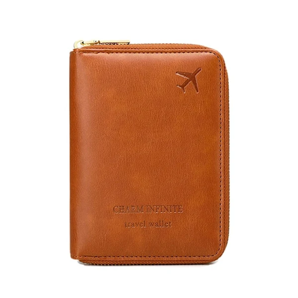 Bolsa De Viagem Porta-passaporte Com Zíper Qd, Marrom