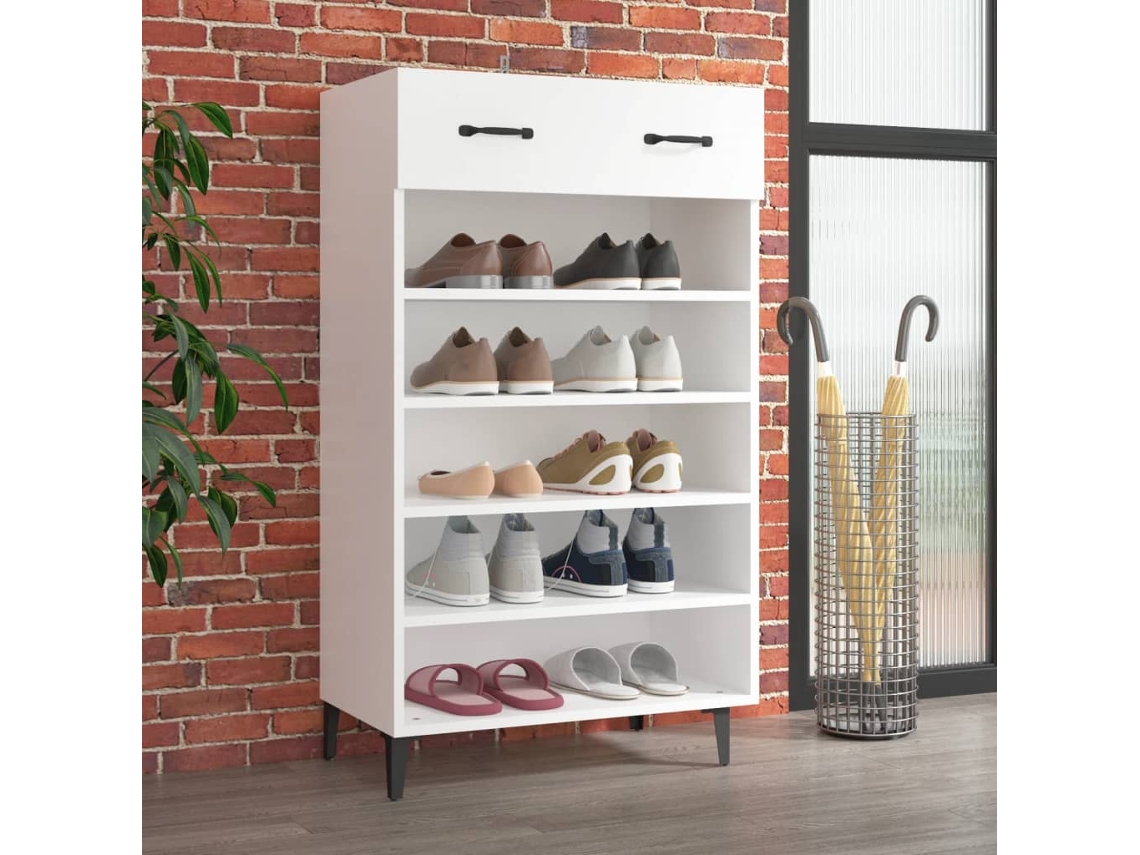 Vidaxl Sapateira 60x35x105 Cm Derivados De Madeira Branco