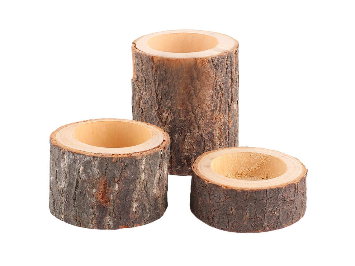 Caixa de Vela de Madeira para Decoração Rústica | S/MARCA