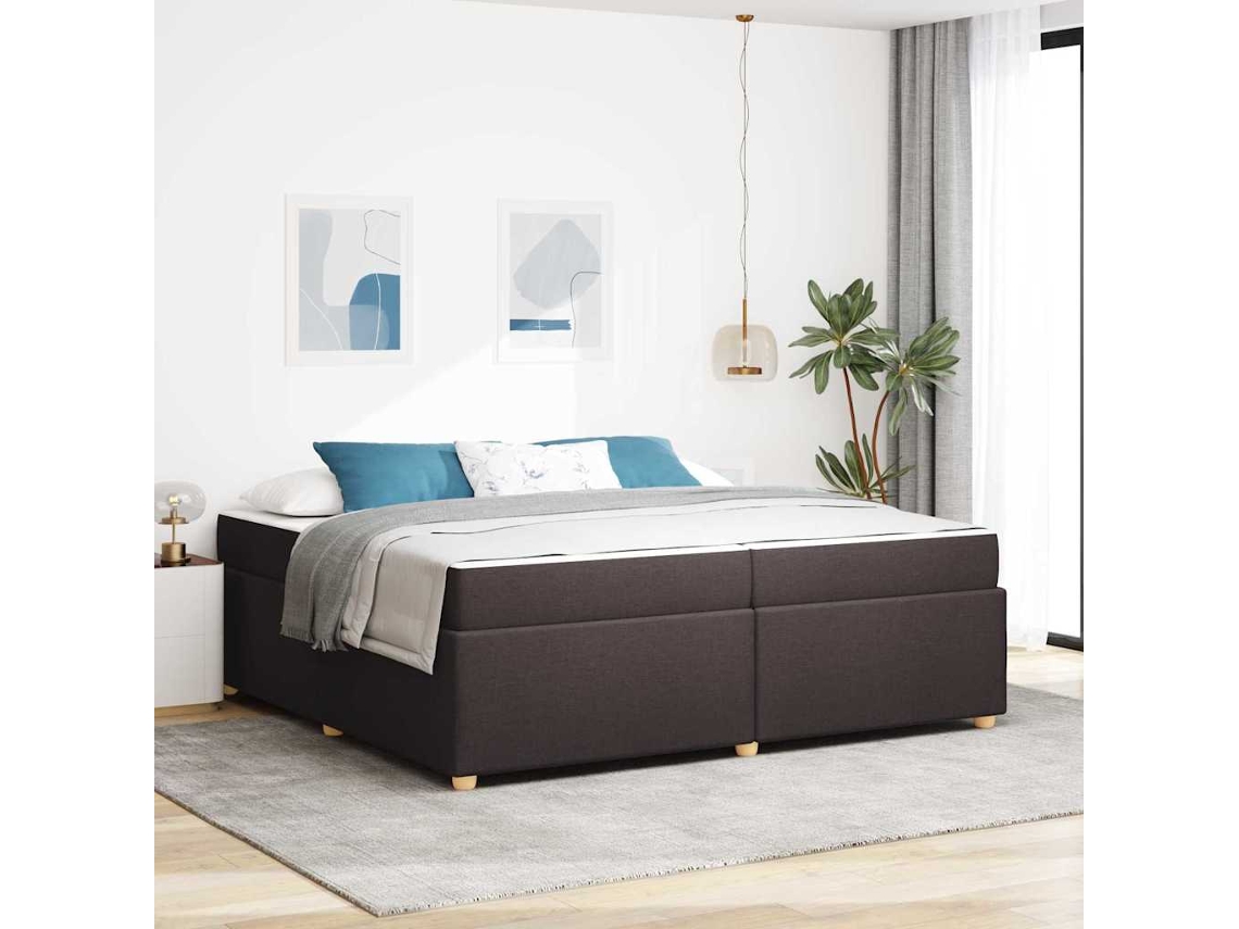 Vidaxl Estrutura Da Cama Com Colchão Marrom Escuro 200 X 200 Cm Tecido