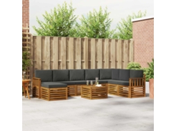 Vidaxl Conjunto De Sofás Para Exterior 9 Unid. Natural E Antracite
