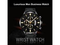 Relógio de Negócio Masculino Luxuoso Elegante com Pulseira de Couro 30m Resistente À Água
