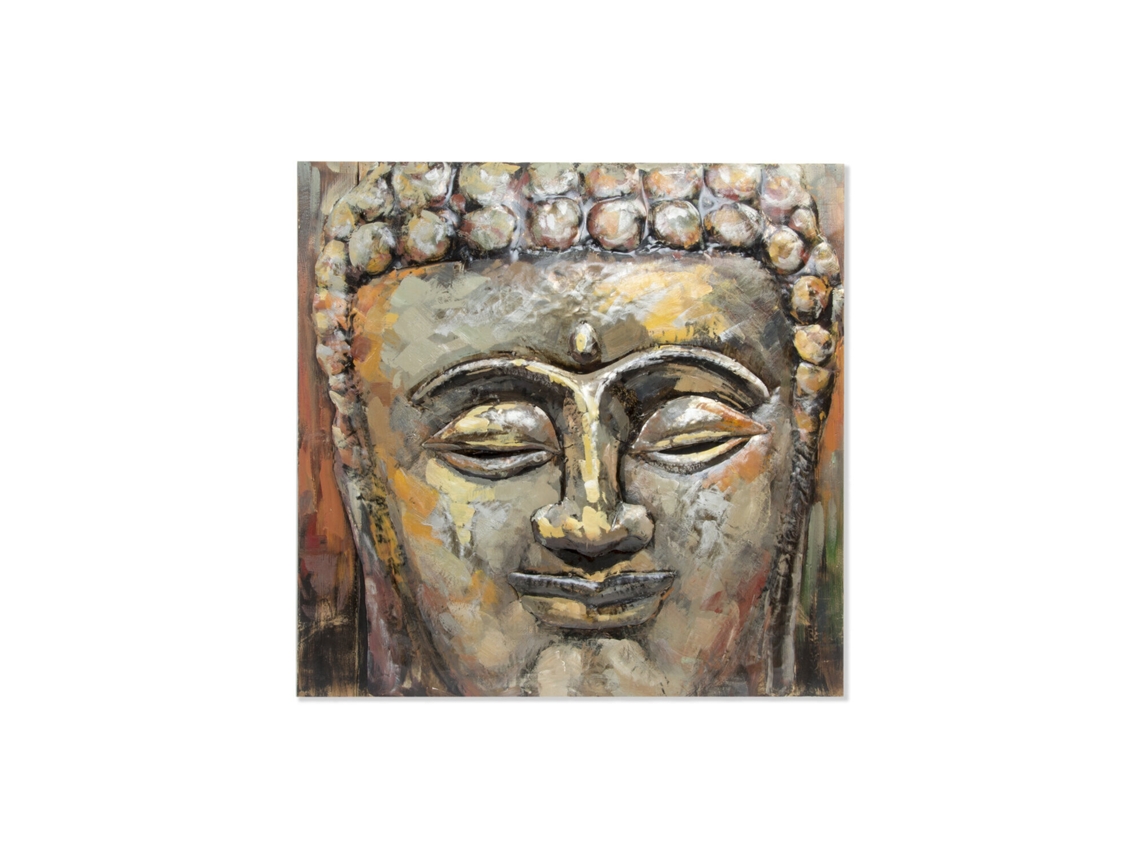 Moldura de Metal com Buda Pintado À Mão, 80x80x7cm ALEXANDRA HOUSE LIVING