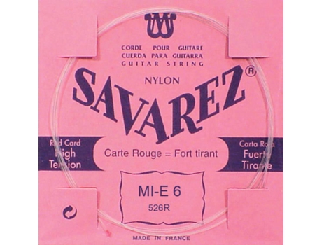 Savarez Corda E6 Nylon Cinza (Rouge) Do Conjunto 520R Tensão Forte