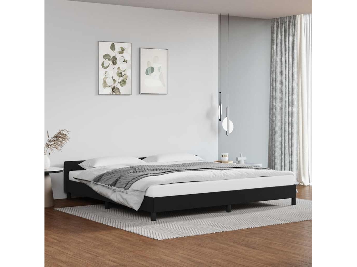 Vidaxl Estrutura Cama C/ Cabeceira Sem Colchão 200x200 Cm Preto