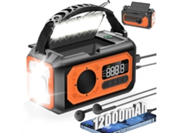 Rádio Solar de 12000mah com Manivela, Am/fm de Emergência, Sos, Lanterna e Bússola, Verde AQUAFORGE