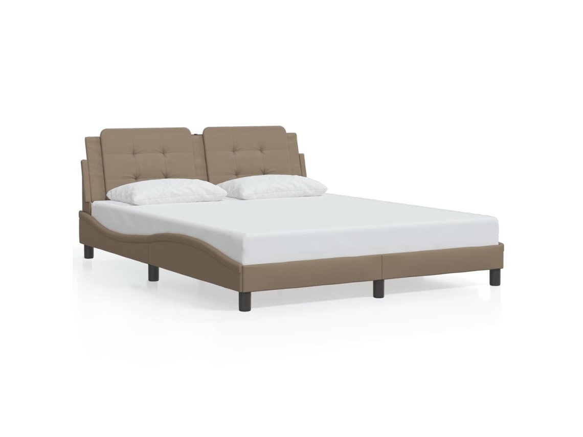 Estrutura de Cama Zadar Couro Artificial Cappuccino 160x200 cm MAISON EXCLUSIVE