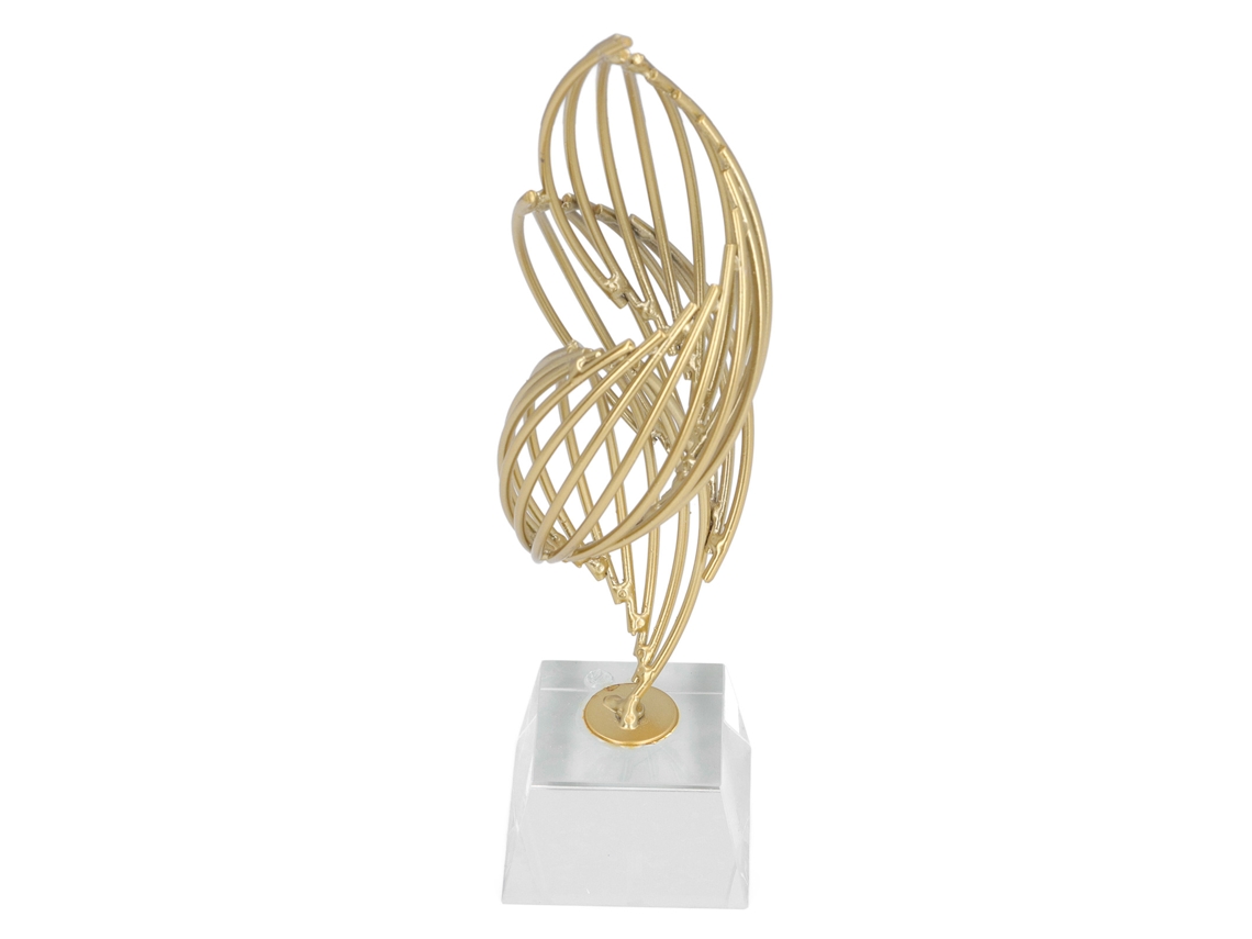 Escultura Decorativa Metálica Moderna com Base Branco Cristal