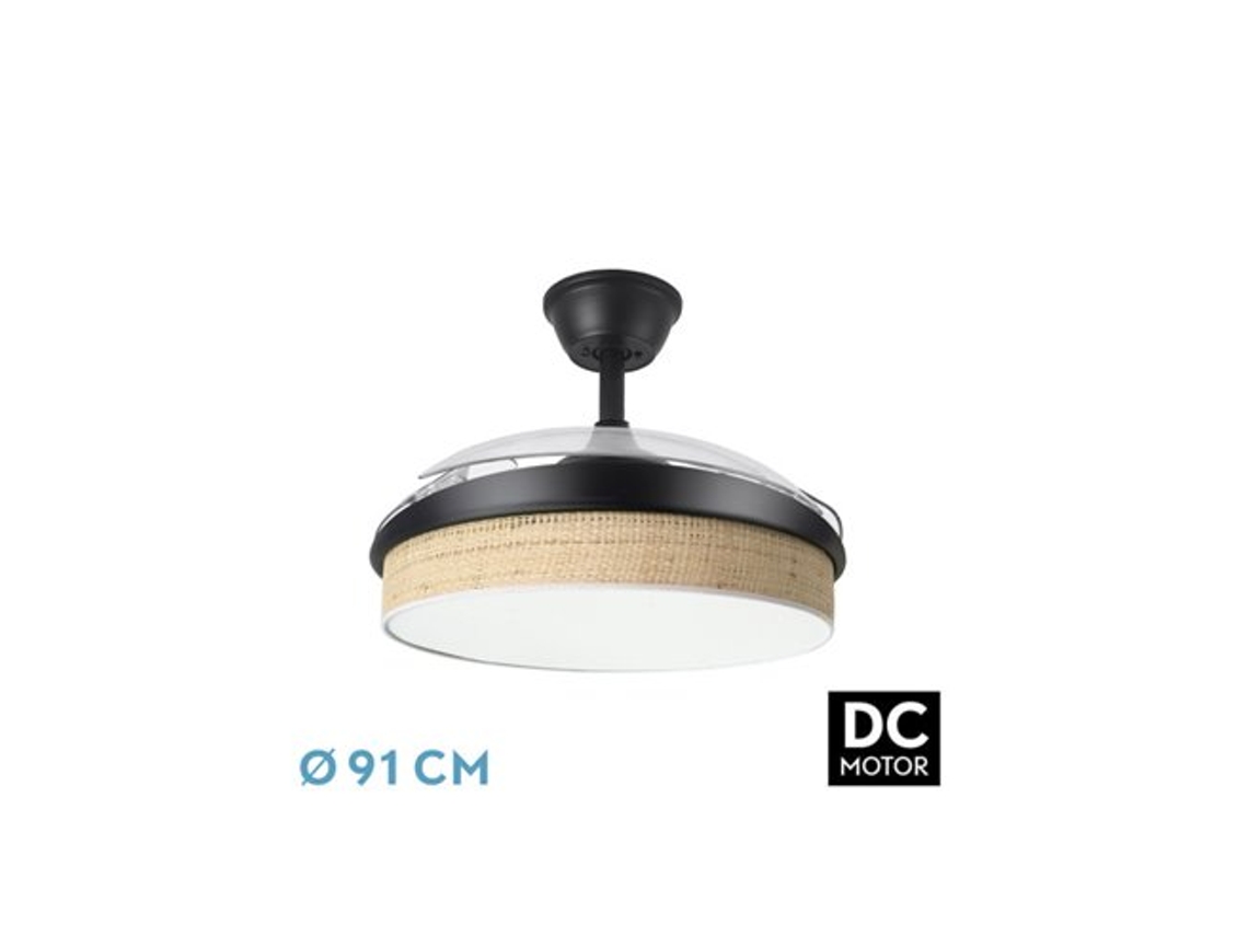 Dc Moda Ventilador 72W Preto/Light Reed 3 Lâminas FABRILAMP FABRILAMP