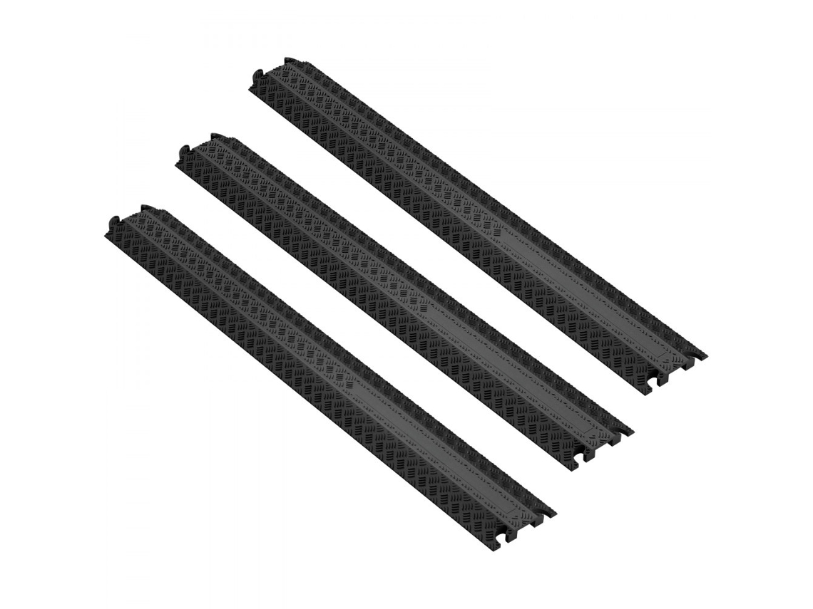 Conjunto De 3 Rampas De Proteção Para Cabos Em Borracha 100x13x2cm Tekmaquinas