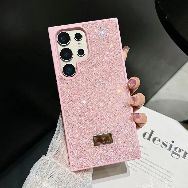 (rosa, Galaxy S24) Capa De Celular Luxuosa Com Diamantes Brilhantes, Capa Traseira À Prova De Choque