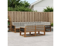 Vidaxl Conjunto De Sofás Para Exterior 8 Unid. Natural E Cinza Claro
