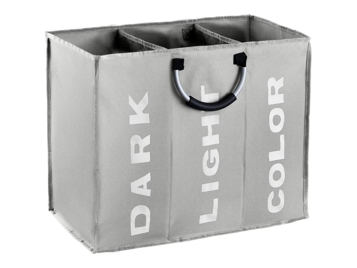 Cesto De Roupa Suja Grande De 3 Peças, Saco Organizador Dobrável Em Tecido Para Roupas Com Alça, 85l 60x32cm Cinza