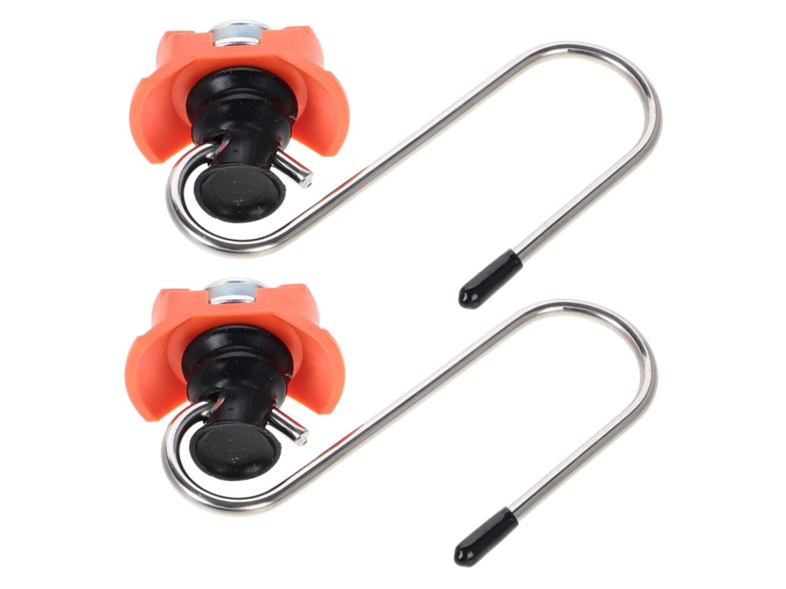Conjunto de 2 ganchos metálicos em forma de S para amarração de carga em caminhões, com conexão para trabalho.