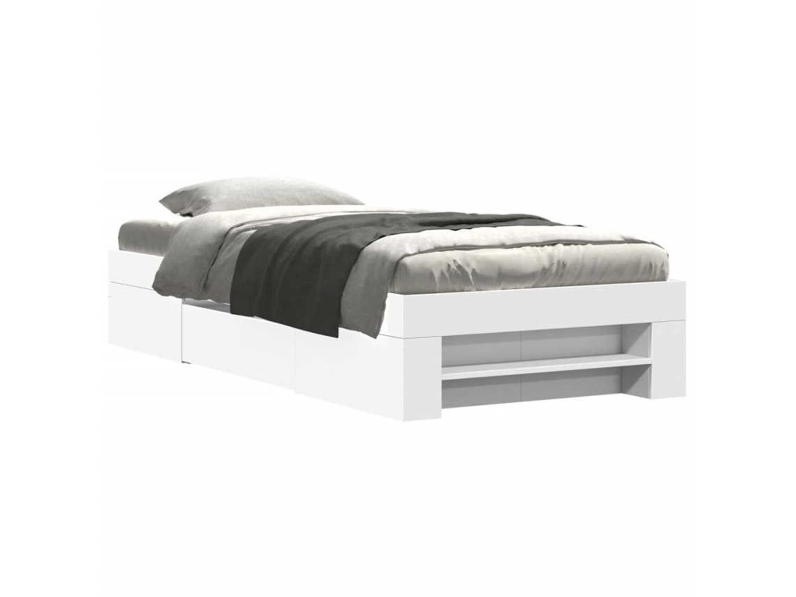 Bed Frame, Bed Frames Vidaxl Branco Madeira Processada (90 X 200 Cm)
