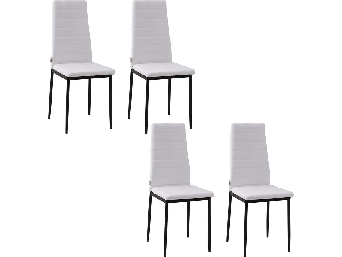 Conjunto de Cadeiras Espuma, Metal, Linho Sintético (100% Poliéster) Cor Branco 41x50x97 cm Homcom