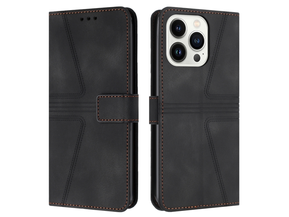 Capa De Couro Para Iphone 16 Pro - Triangular - Cor Sólida