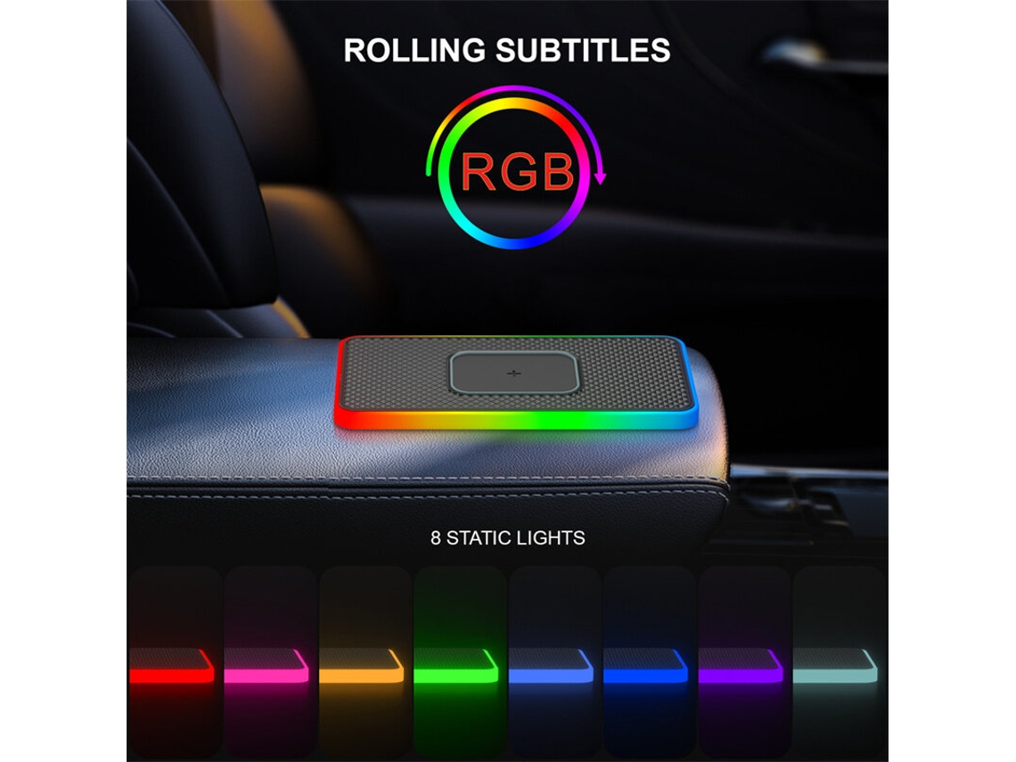 Carregador Sem Fios Rgb De 15 W, 10 W, 7,5 W E 5 W Com Cabo De 1 Metro Para Smartphones Compatíveis Com Qi