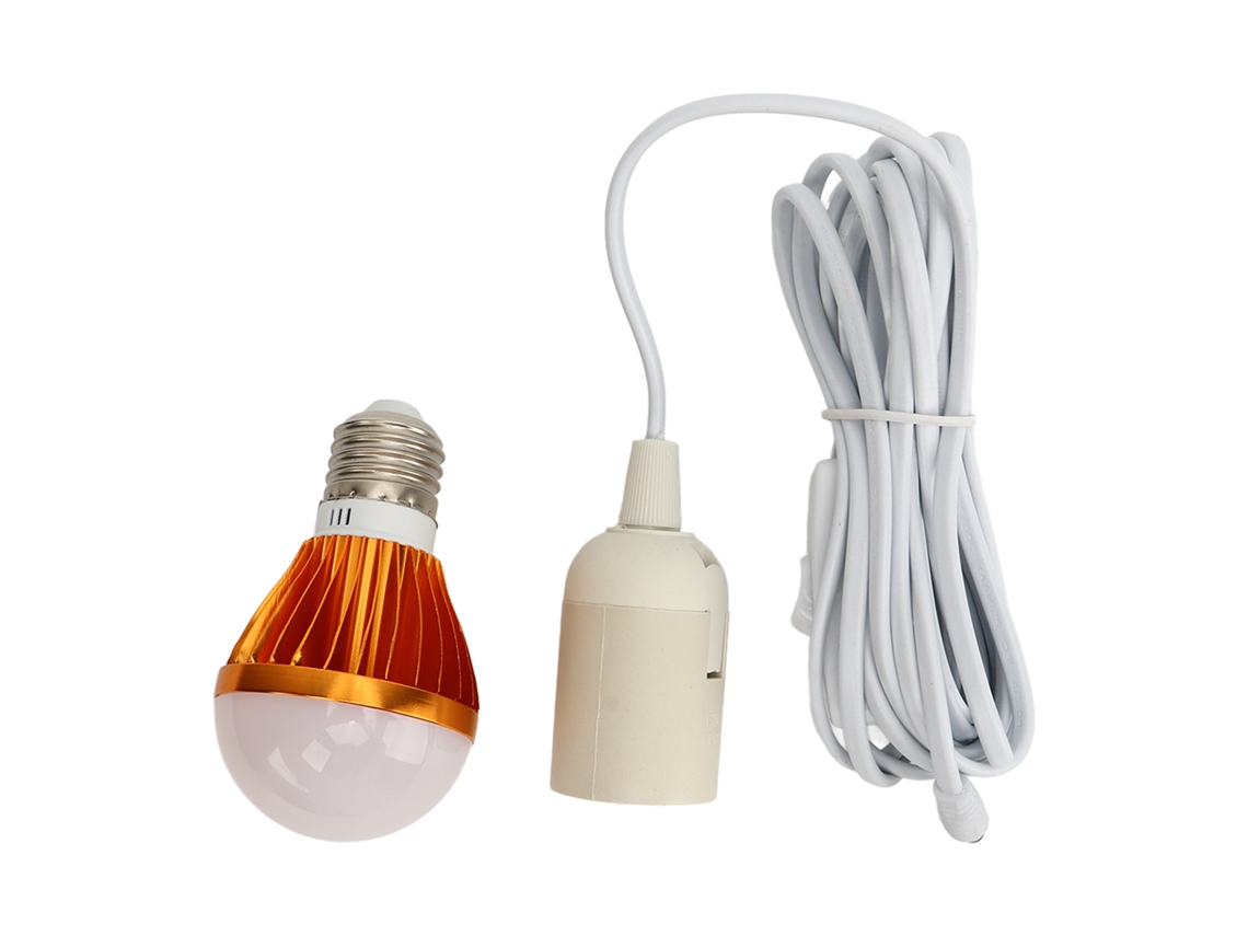 Lâmpada Led E27 Dc 12v 5w Luz Branca Quente Com Cabo 3m Para Ambientes Residenciais
