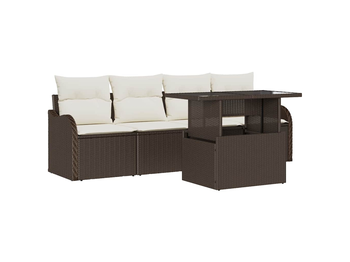 Maison Exclusive - Conjunto De Sofá De Jardim Com Travesseiro Manual 5 Pcs Marrom