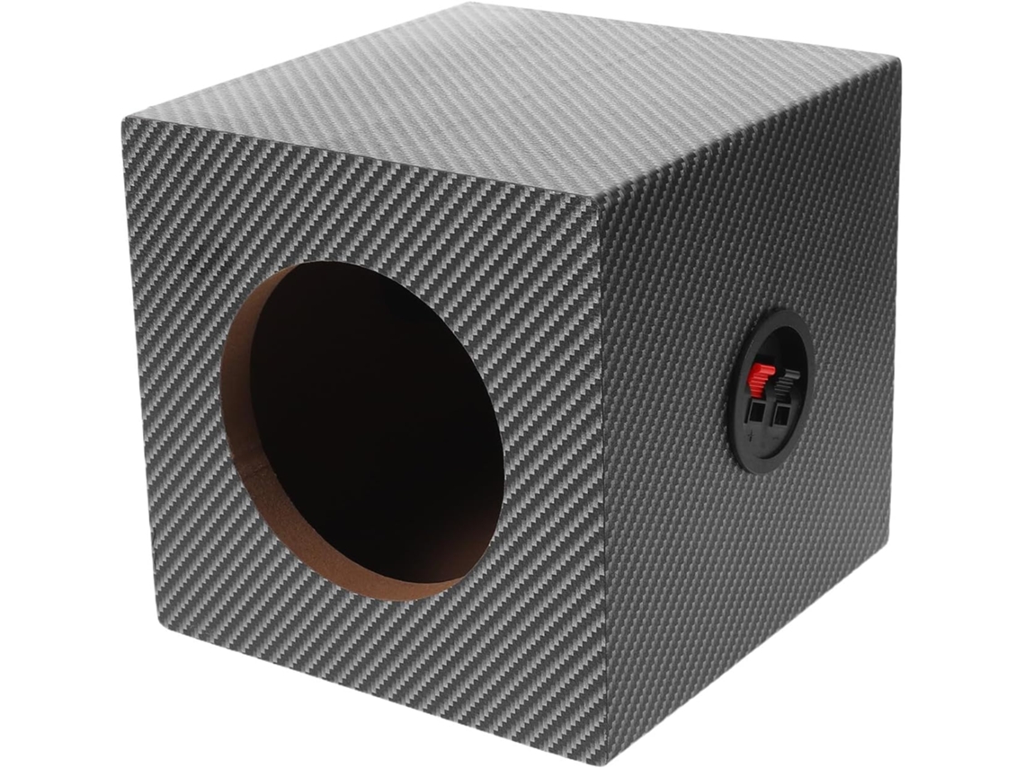 Subwoofer Automotivo Selado De 5 Polegadas, Acabamento Em Madeira Escura.