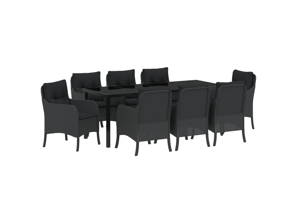 Conjunto 9 Conjunto De Jardim Vidaxl Preto Vime Pe (200 X 80 X 73 Cm)