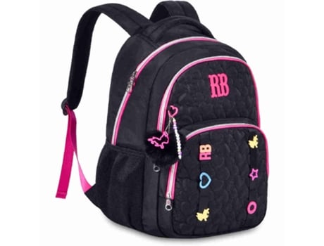 Mochila Colorida Preta E Rosa
